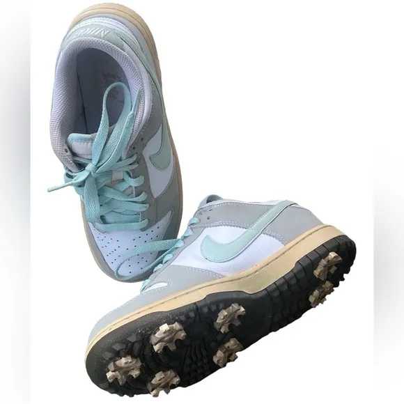 NIKE AIR DUNK NG LOW CLEAT GOLF SHOES Grey Mint Women’s size 6.5 ECU
