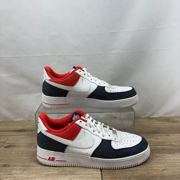 Nike Air Force 1 '07 LX White Red Denim  Men’s Size 10.5 DJ5174-100