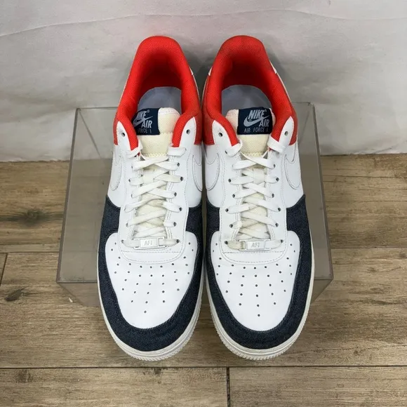 Nike Air Force 1 '07 LX White Red Denim  Men’s Size 10.5 DJ5174-100