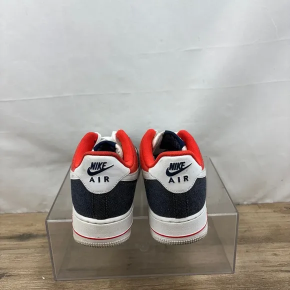Nike Air Force 1 '07 LX White Red Denim  Men’s Size 10.5 DJ5174-100