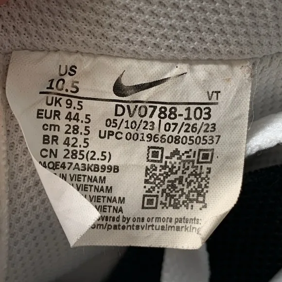 Nike Air Force 1 ‘07 White Black Shoes Men’s Sz 10.5