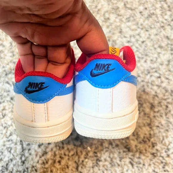 Nike Air Force 1 LV8 Toddler Sneakers White Blue Red Yellow Shoes 7C