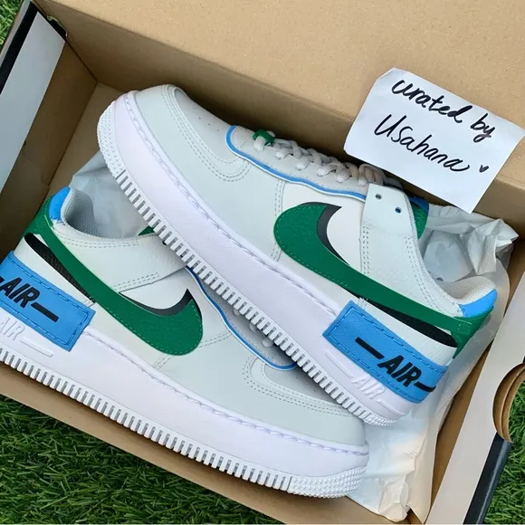 Nike Air Force 1 shadow white grey green shoes