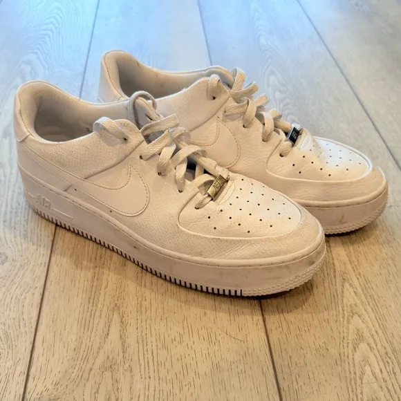 Nike Air Force 1 White Leather Shoes Size W12 / M10