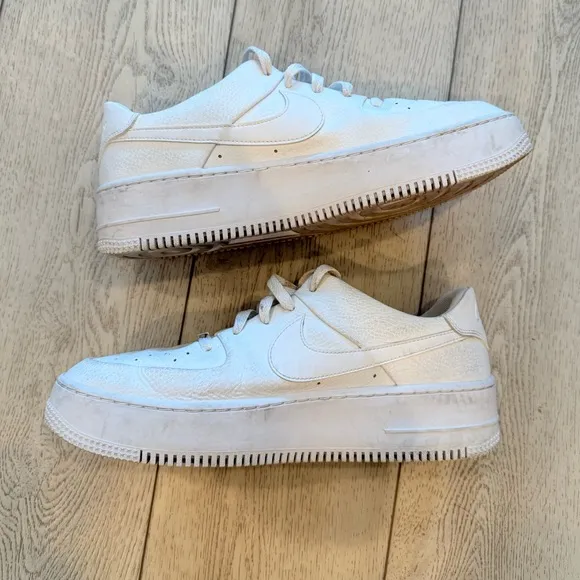Nike Air Force 1 White Leather Shoes Size W12 / M10