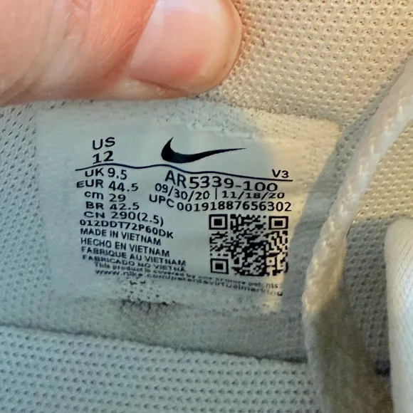 Nike Air Force 1 White Leather Shoes Size W12 / M10
