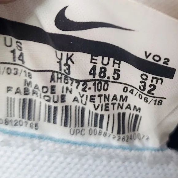 Nike Air Force 270 White Metallic Silver Men's Shoes #AH6772-100 size 14