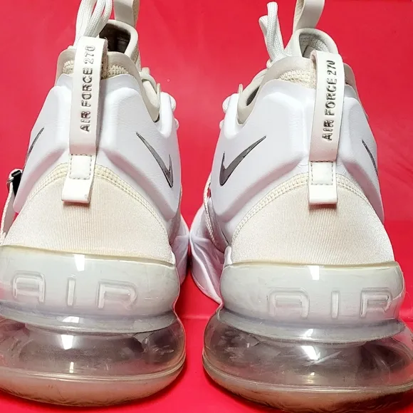 Nike Air Force 270 White Metallic Silver Men's Shoes #AH6772-100 size 14