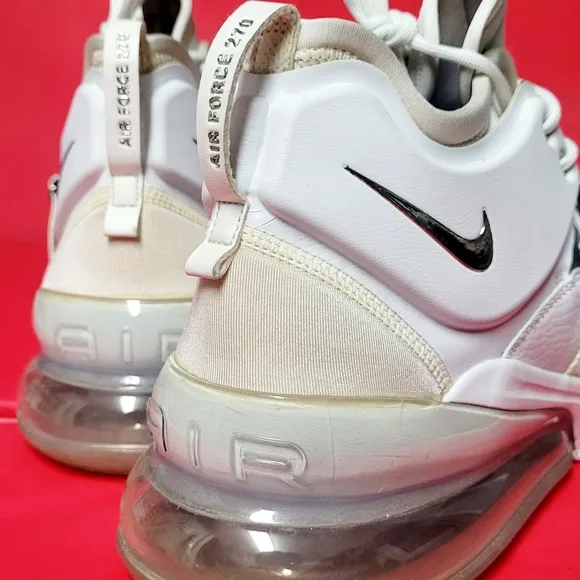 Nike Air Force 270 White Metallic Silver Men's Shoes #AH6772-100 size 14