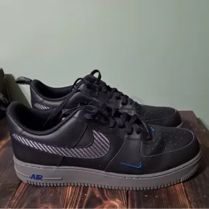 Nike Air Force Ones Black Royal Carbon Fiber weave SIZE 13 men’s ONLY WORN ONCE!