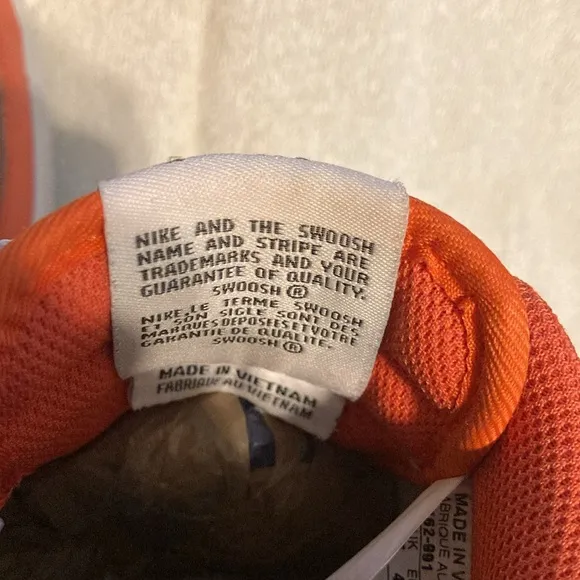 Nike Air Force1 orange and white shoes. Size men’s 8/1/2.