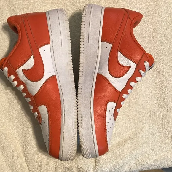 Nike Air Force1 orange and white shoes. Size men’s 8/1/2.
