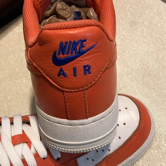 Nike Air Force1 orange and white shoes. Size men’s 8/1/2.