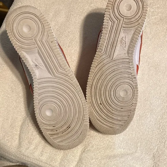 Nike Air Force1 orange and white shoes. Size men’s 8/1/2.