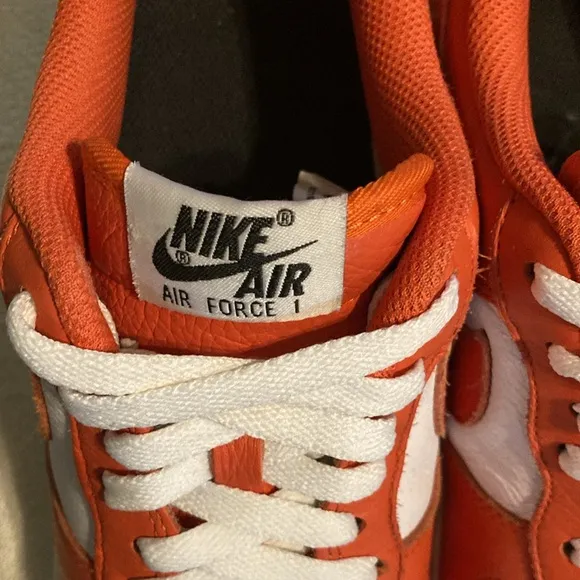 Nike Air Force1 orange and white shoes. Size men’s 8/1/2.