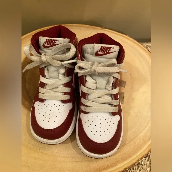 NIKE AIR JORDAN 1 HIGH OG (TD) WHITE/TEAM DARK RED (FD1413 160) Toddler Sz-7C