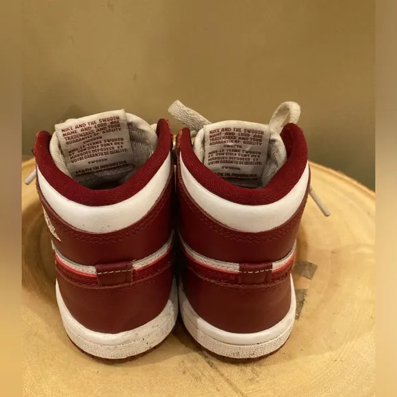 NIKE AIR JORDAN 1 HIGH OG (TD) WHITE/TEAM DARK RED (FD1413 160) Toddler Sz-7C