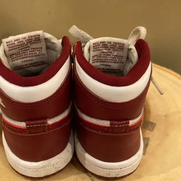 NIKE AIR JORDAN 1 HIGH OG (TD) WHITE/TEAM DARK RED (FD1413 160) Toddler Sz-7C