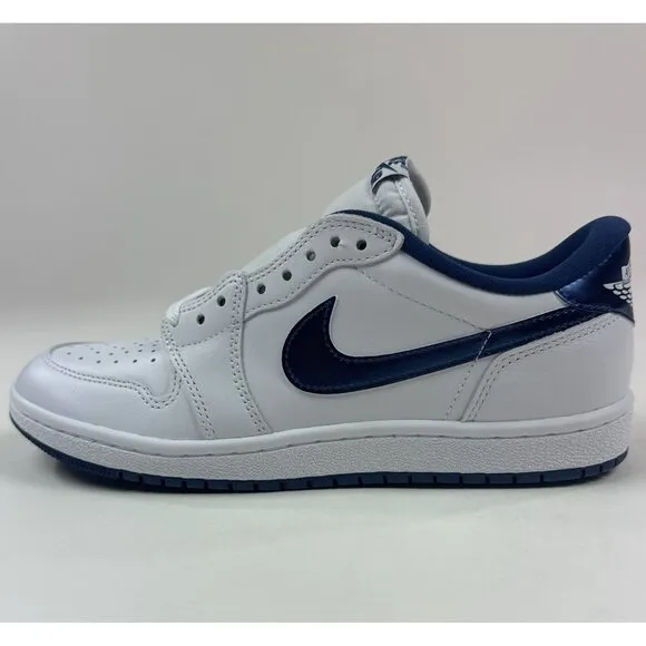 Nike Air Jordan 1 Low 85 Retro Mens White Navy Blue Shoes Sneakers FB9933-141