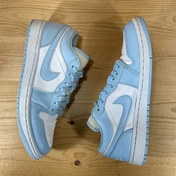 Nike Air Jordan 1 Low Lifestyle Shoes Size Women’s 8.5 White Ice Blue DC0774-141