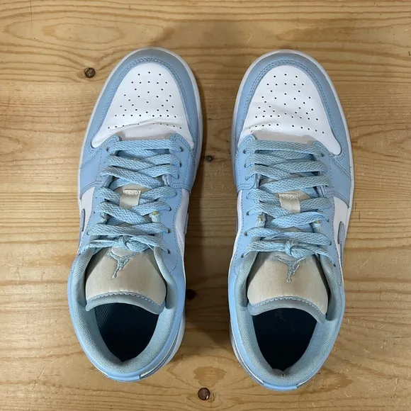 Nike Air Jordan 1 Low Lifestyle Shoes Size Women’s 8.5 White Ice Blue DC0774-141