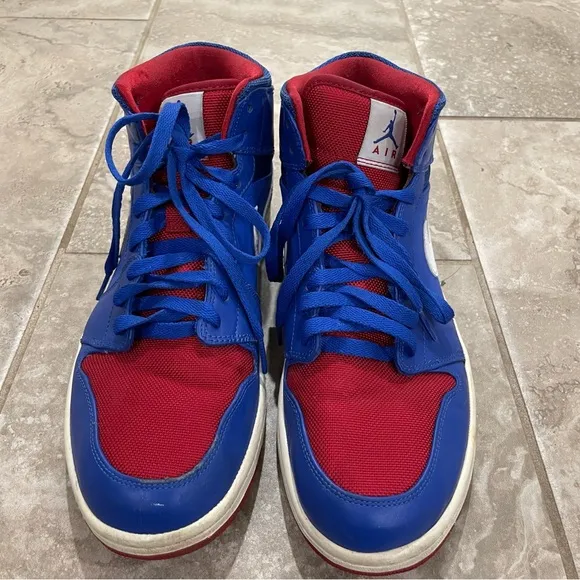 NIKE Air Jordan 1 Men’s Detroit Pistons Basketball Shoes 11 Blue Red 554724-407