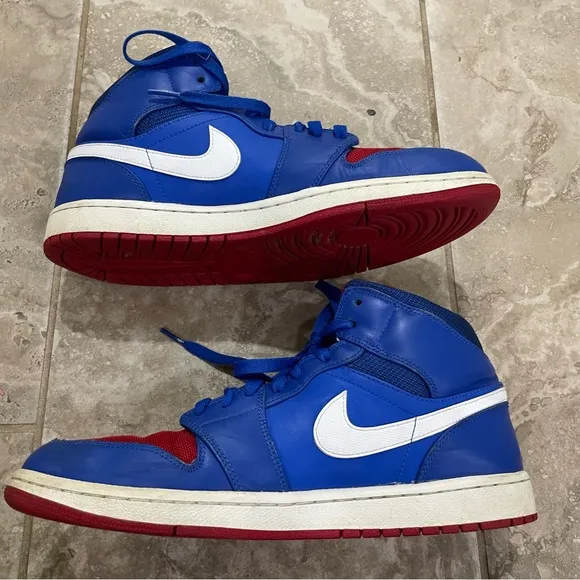 NIKE Air Jordan 1 Men’s Detroit Pistons Basketball Shoes 11 Blue Red 554724-407