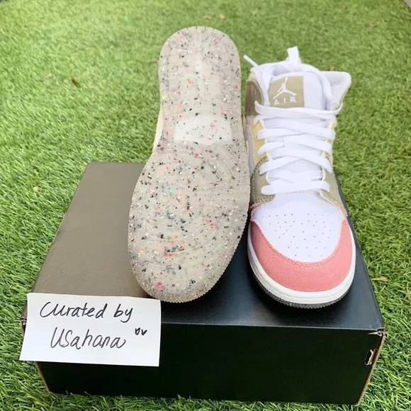 Nike Air Jordan 1 mid GS White pastel shoes