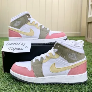 Nike Air Jordan 1 mid GS White pastel shoes