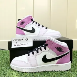 Nike Air Jordan 1 mid GS white pink shoes