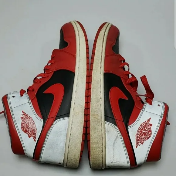 Nike Air Jordan 1 Mid Men’s Athletic Shoes Size 10 Fire Red Cement 554724-603