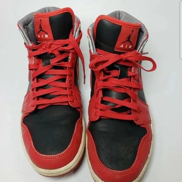 Nike Air Jordan 1 Mid Men’s Athletic Shoes Size 10 Fire Red Cement 554724-603