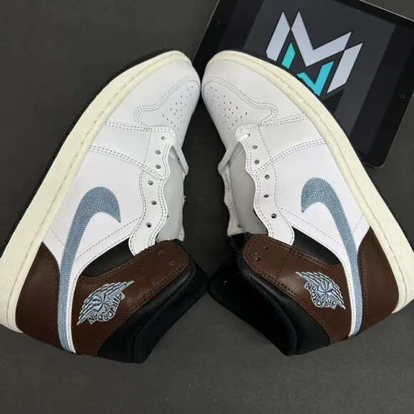 Nike Air Jordan 1 Mid Mocha Brown University Blue FQ7831-142 Men’s Sizes Shoes