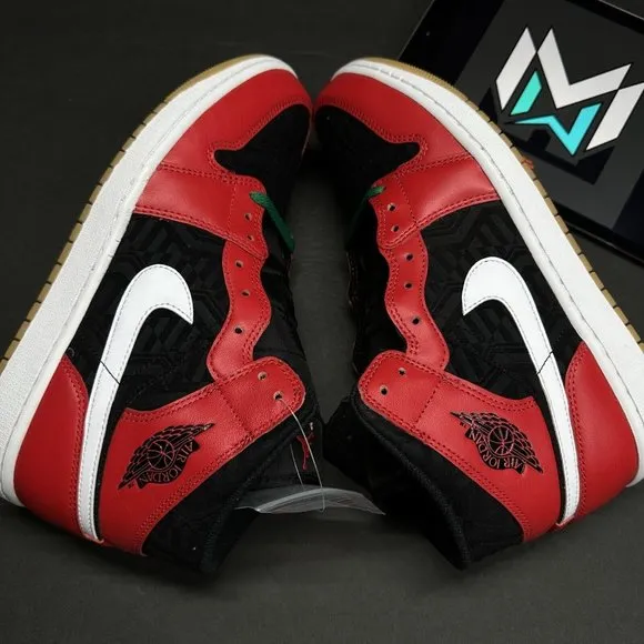 Nike Air Jordan 1 Mid SE Shoes Malachite Black Red DQ8417-006 Men’s Sizes