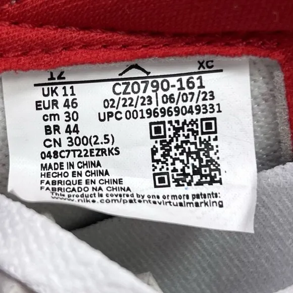 Nike Air Jordan 1 Retro Low OG Shoes White University Red Men’s Size 12