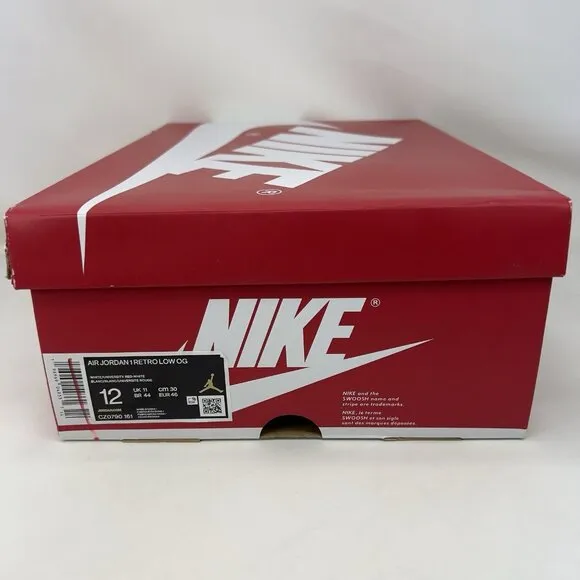 Nike Air Jordan 1 Retro Low OG Shoes White University Red Men’s Size 12