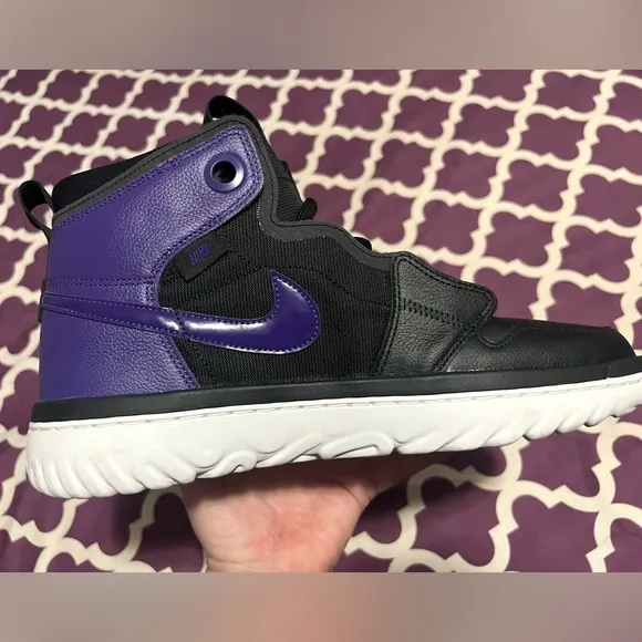 Nike Air Jordan 1 Retro Men’s High React Black/ Purple  Shoes