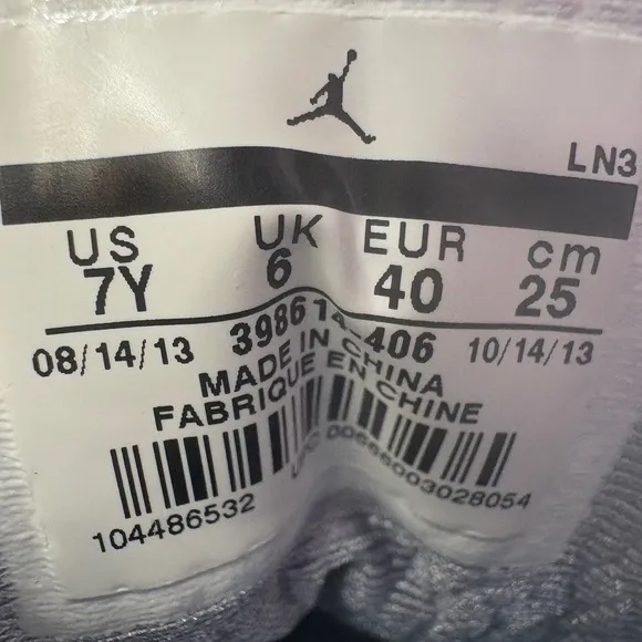 Nike Air Jordan 3 Retro BG “Powder Blue” 2013 398614-406 7 Youth /Women’s 8.5