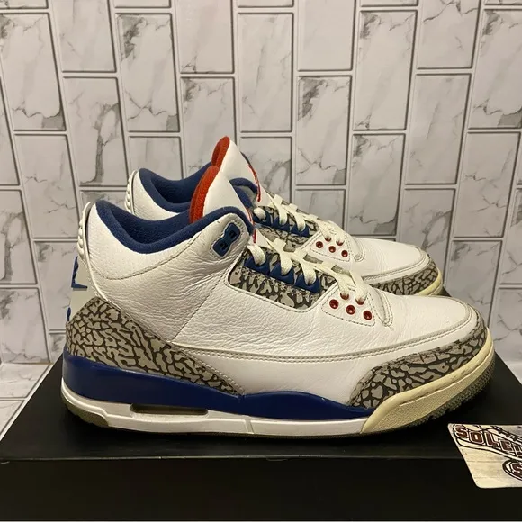 Nike Air Jordan 3 Retro OG True Blue White Blue Cement Red Basketball 2016 Men 9