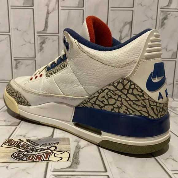 Nike Air Jordan 3 Retro OG True Blue White Blue Cement Red Basketball 2016 Men 9