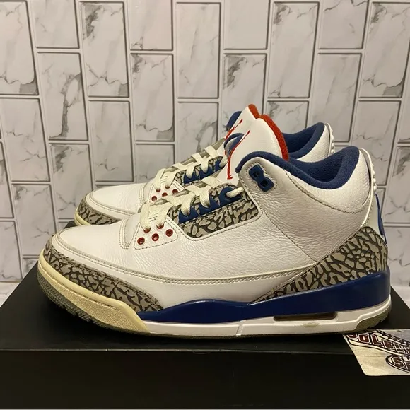 Nike Air Jordan 3 Retro OG True Blue White Blue Cement Red Basketball 2016 Men 9