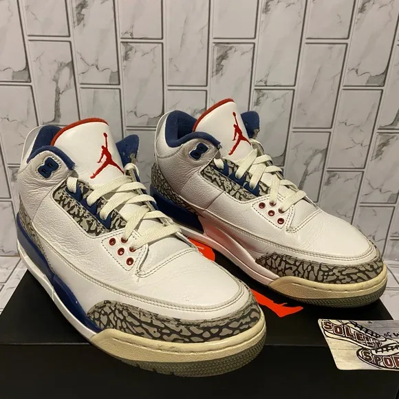 Nike Air Jordan 3 Retro OG True Blue White Blue Cement Red Basketball 2016 Men 9