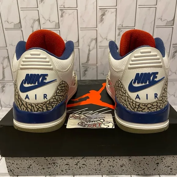 Nike Air Jordan 3 Retro OG True Blue White Blue Cement Red Basketball 2016 Men 9