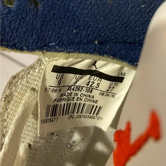 Nike Air Jordan 3 Retro OG True Blue White Blue Cement Red Basketball 2016 Men 9