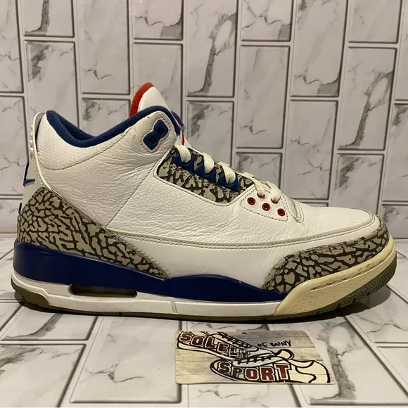 Nike Air Jordan 3 Retro OG True Blue White Blue Cement Red Basketball 2016 Men 9