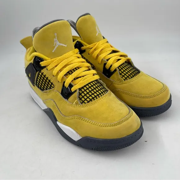 👞Nike Air Jordan 4 IV Retro Lightening 2021 Yellow Sneaker - 3Y Kids | 5.5 Women
