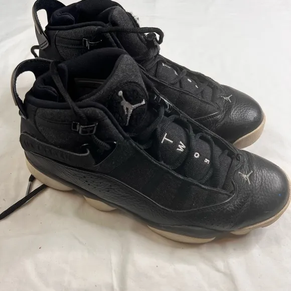 Nike Air Jordan 6 Rings Black Sneakers Shoes 322992-021 Unisex Size 9 L010325