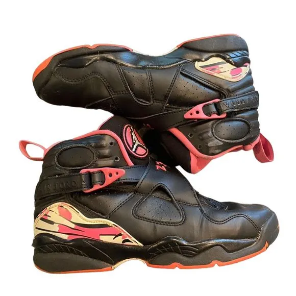 Nike Air Jordan 8 Retro GS Pinksicle Black Athletic Shoes Unisex Kids Size 4Y