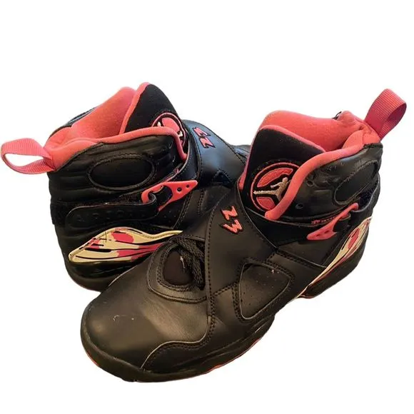 Nike Air Jordan 8 Retro GS Pinksicle Black Athletic Shoes Unisex Kids Size 4Y