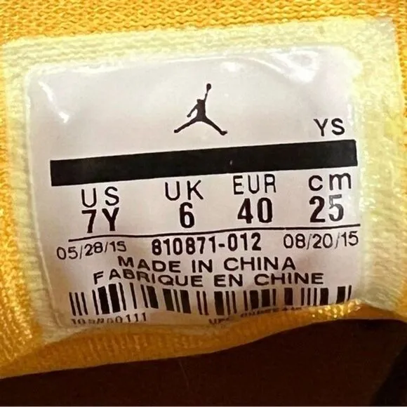 Nike Air Jordan CP3.IX Yellow Dragon 2015, 7Y (Woman 8.5)